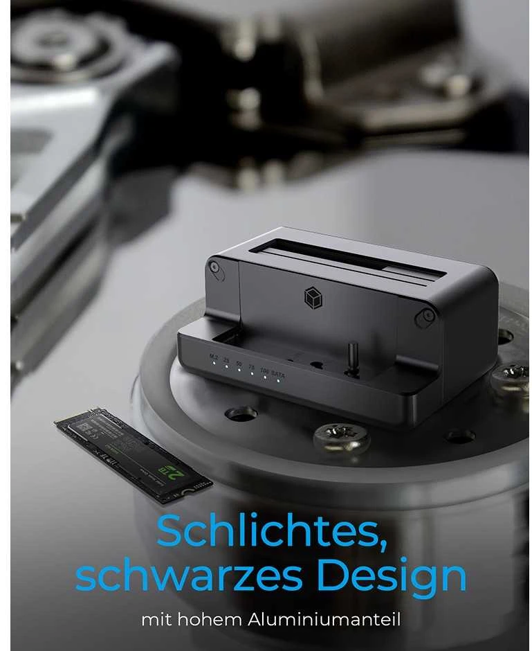Icy Box Raidsonic | Ledinė dėžė | IB-2914MSCL-C31 M.2 NVMe SSD ir 2,5 colio / 3,5 colio SATA SSD / HDD prijungimo ir klonavimo stotis