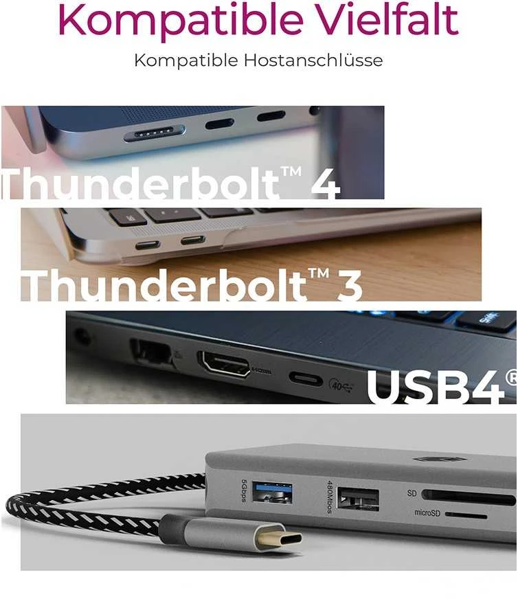 RAD ICY BOX IB-DK4012-CPD Vielinas USB 3.2 Gen 1 (3.1 Gen 1) Type-C Antracitas, Juoda