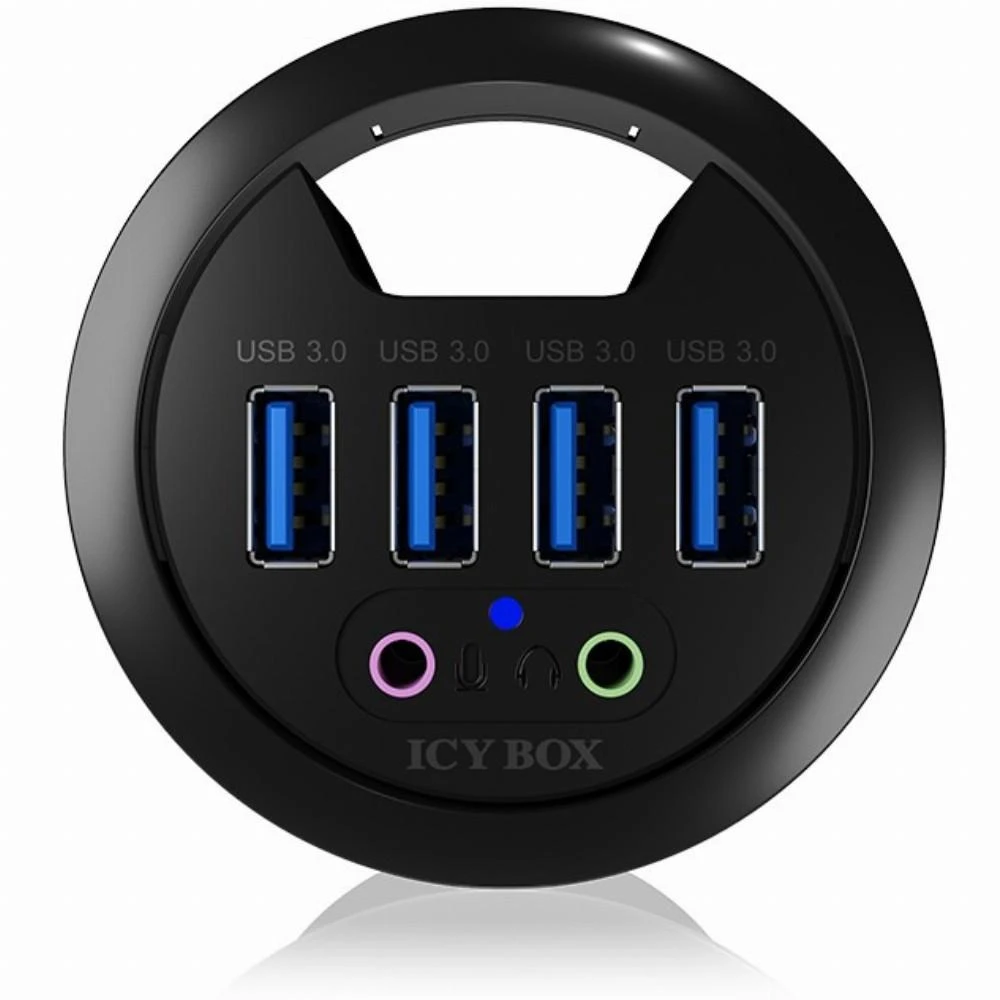 ICY BOX apvalus stalo šakotuvas su USB ir garso jungtimis