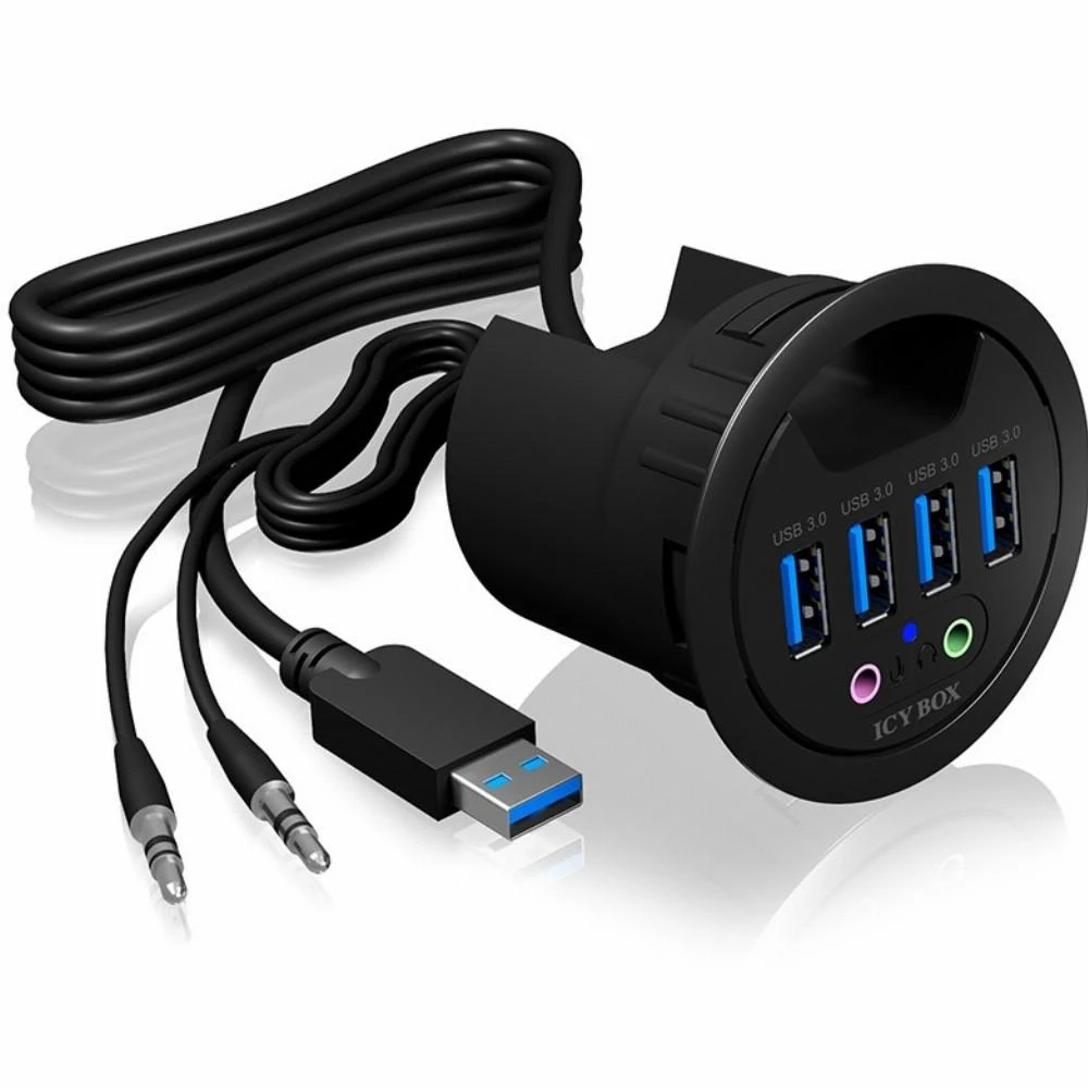 Icy Box stalinis USB šakotuvas su garso jungtimis