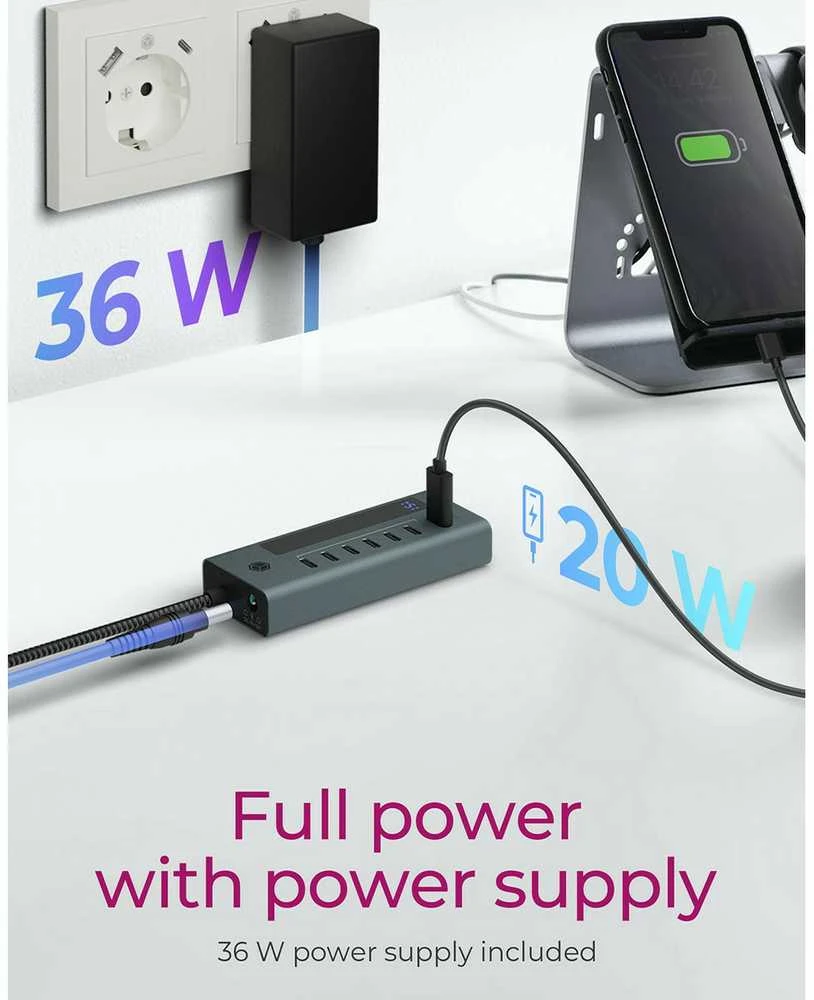 RAD ICY BOX IB-HUB1457-C31 USB 3.2 Gen 1 (3.1 Gen 1) Type-C 10000 Mbit/ai Mėlyna, Pilka