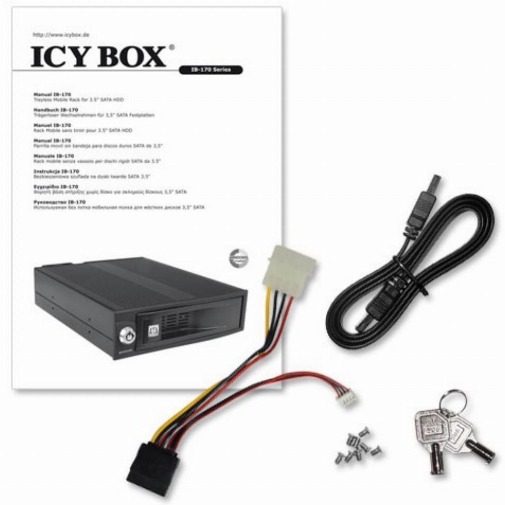 ICYBOX IB-170SK-B Icy Box Mobile Rack 5,25 skirtas 3,5 SATA HDD, ventiliatorius, juodas