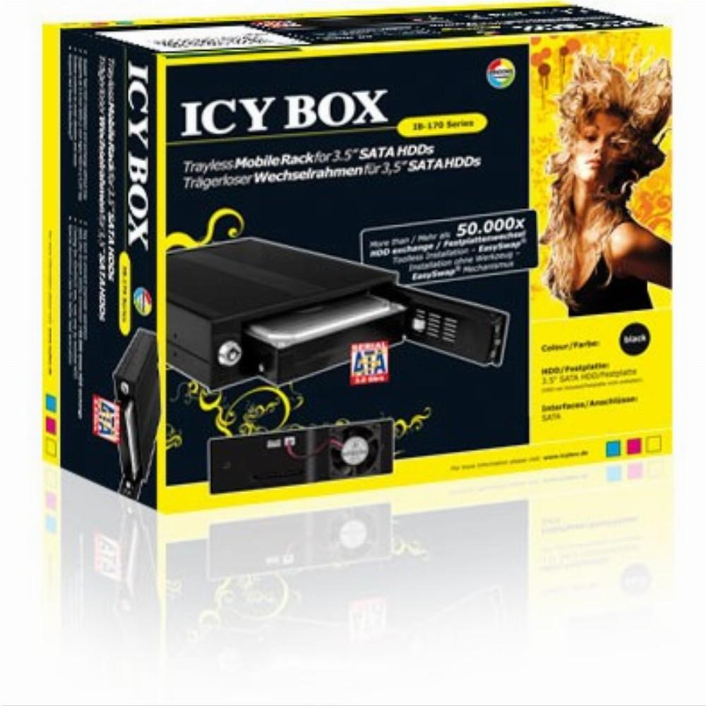ICYBOX IB-170SK-B Icy Box Mobile Rack 5,25 skirtas 3,5 SATA HDD, ventiliatorius, juodas