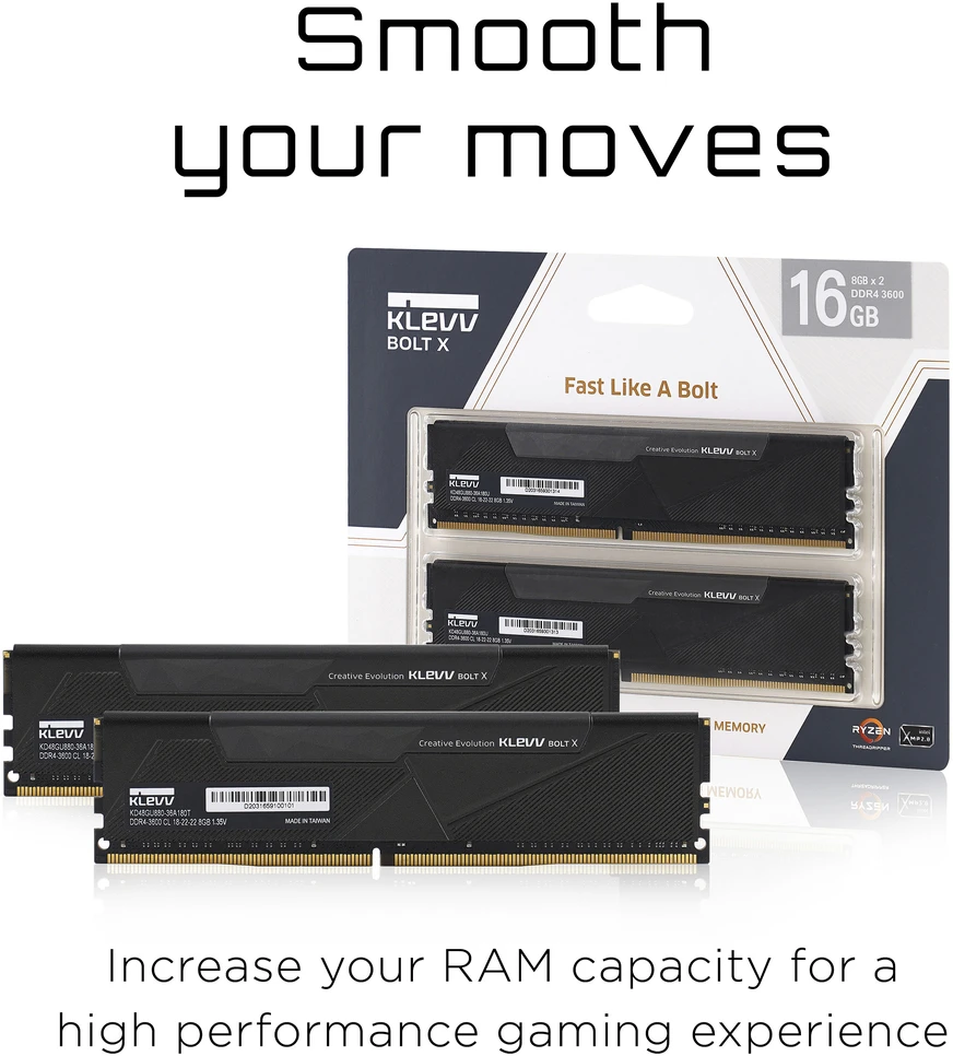 RAM Atmintis Klevv BOLT X, DDR4, 16 GB, 3600MHz, CL18 (KD48GU880-36A180U)