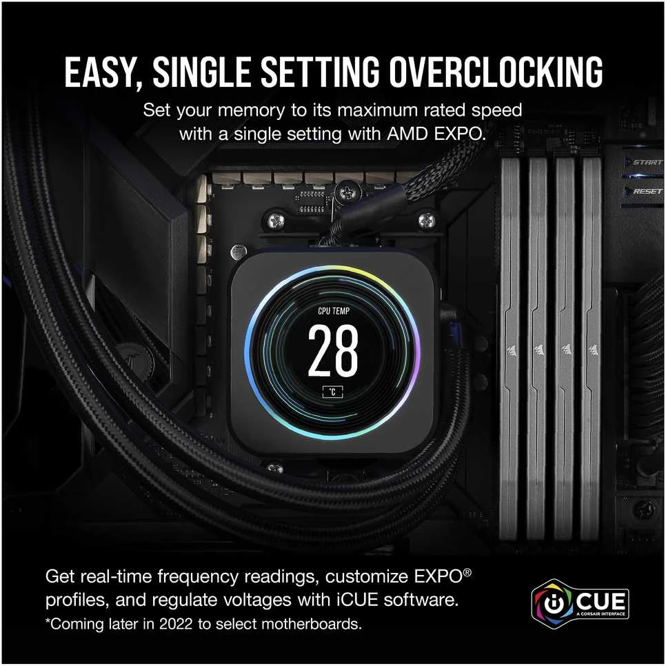 RAM 16 GB „CORSAIR PC 6000 CL36 Vengeance XMP“ ir AMD pilka mažmeninė prekyba