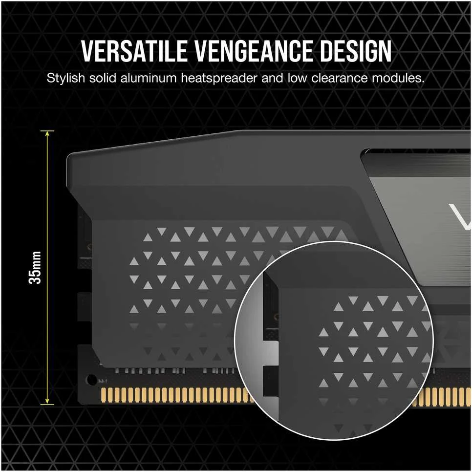 Corsair Vengeance RAM 35 mm profilio vaizdas