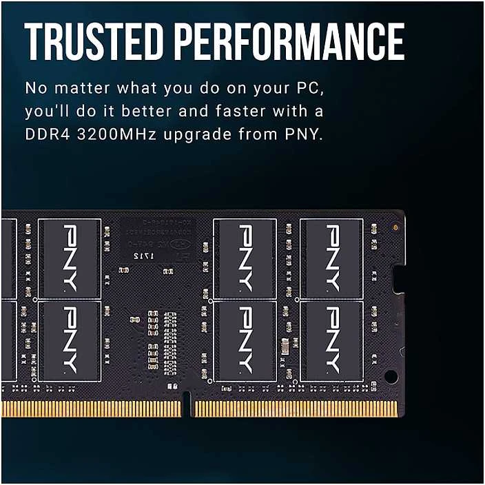 RAM Nešiojamojo kompiuterio atmintis PNY Performance, SODIMM, DDR4, 16 GB, 3200 MHz, CL22 (MN16GSD43200-TB)