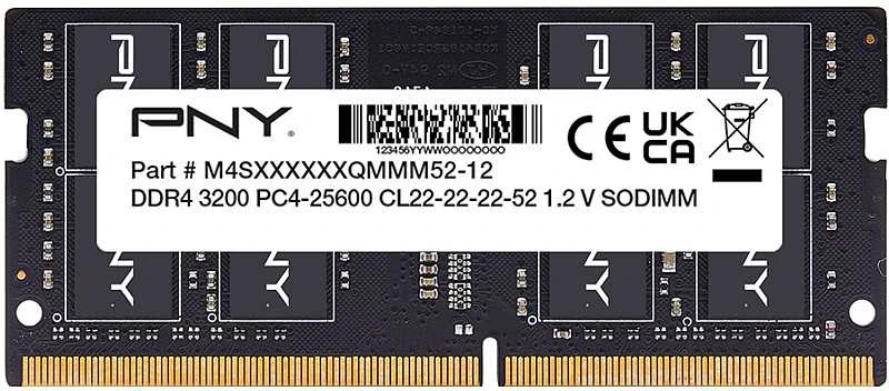 RAM Nešiojamojo kompiuterio atmintis PNY Performance, SODIMM, DDR4, 16 GB, 3200 MHz, CL22 (MN16GSD43200-TB)