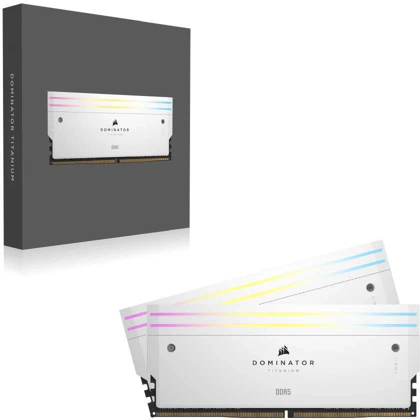 Stacionarių kompiuterių atmintis CORSAIR RAM DOMINATOR TITANIUM CMP32GX5M2X7000C34W RGB 32GB (2 x 16GB), Baltos spalvos