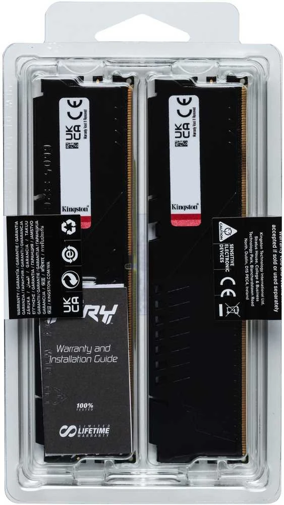 RAM Kingston KF552C40BBK4-64 64GB 5200MT/s DDR5 CL40 DIMM (Kit of 4) FURY Beast Juodas XMP | Kingstonas