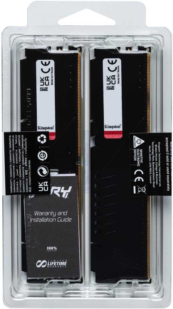 RAM Kingston KF556C40BBK4-64 64GB 5600MT/s DDR5 CL40 DIMM (Kit of 4) FURY Beast Juodas XMP | Kingstonas