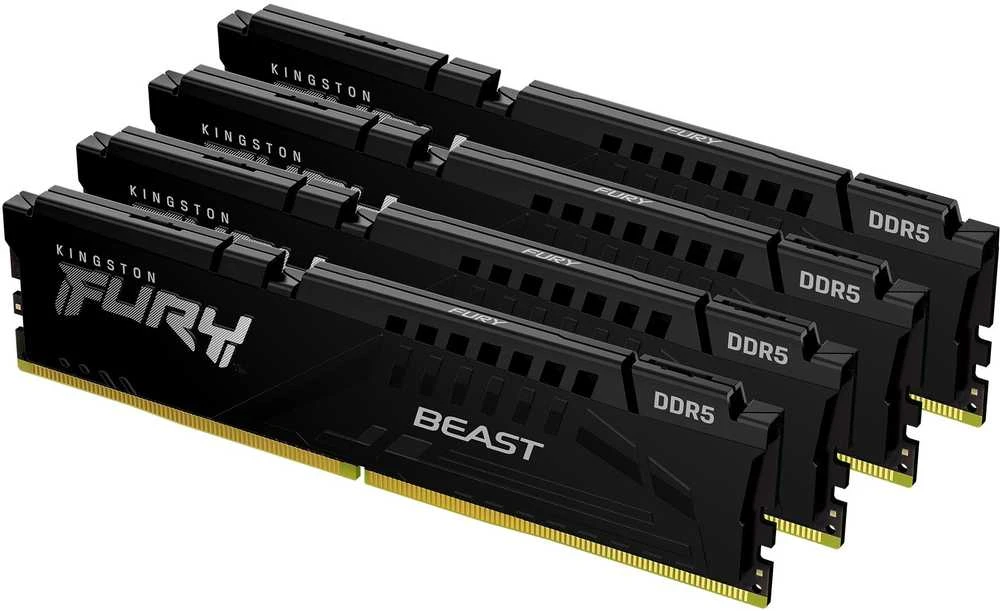 RAM Kingston KF560C40BBK4-64 64GB 6000MT/s DDR5 CL40 DIMM (Kit of 4) FURY Beast Juodas XMP | Kingstonas
