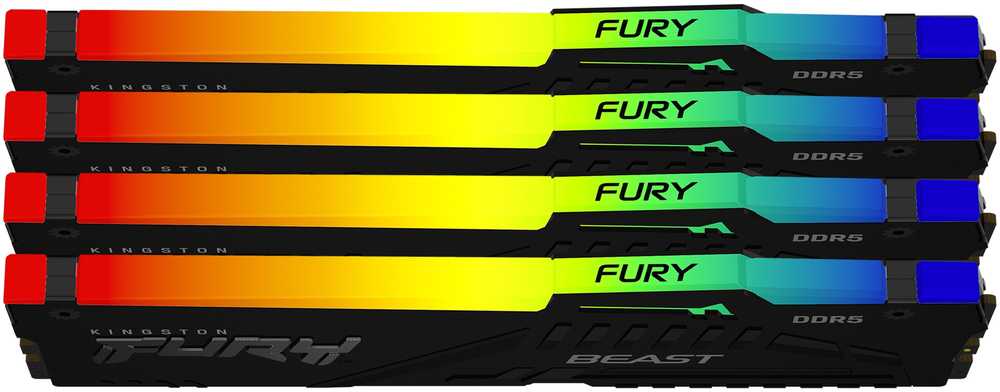 RAM „Kingston KF560C40BBAK4-64“ 64 GB 6000 MT/s DDR5 CL40 DIMM (4 vnt. rinkinys) „FURY Beast RGB XMP“ | „Kingston“