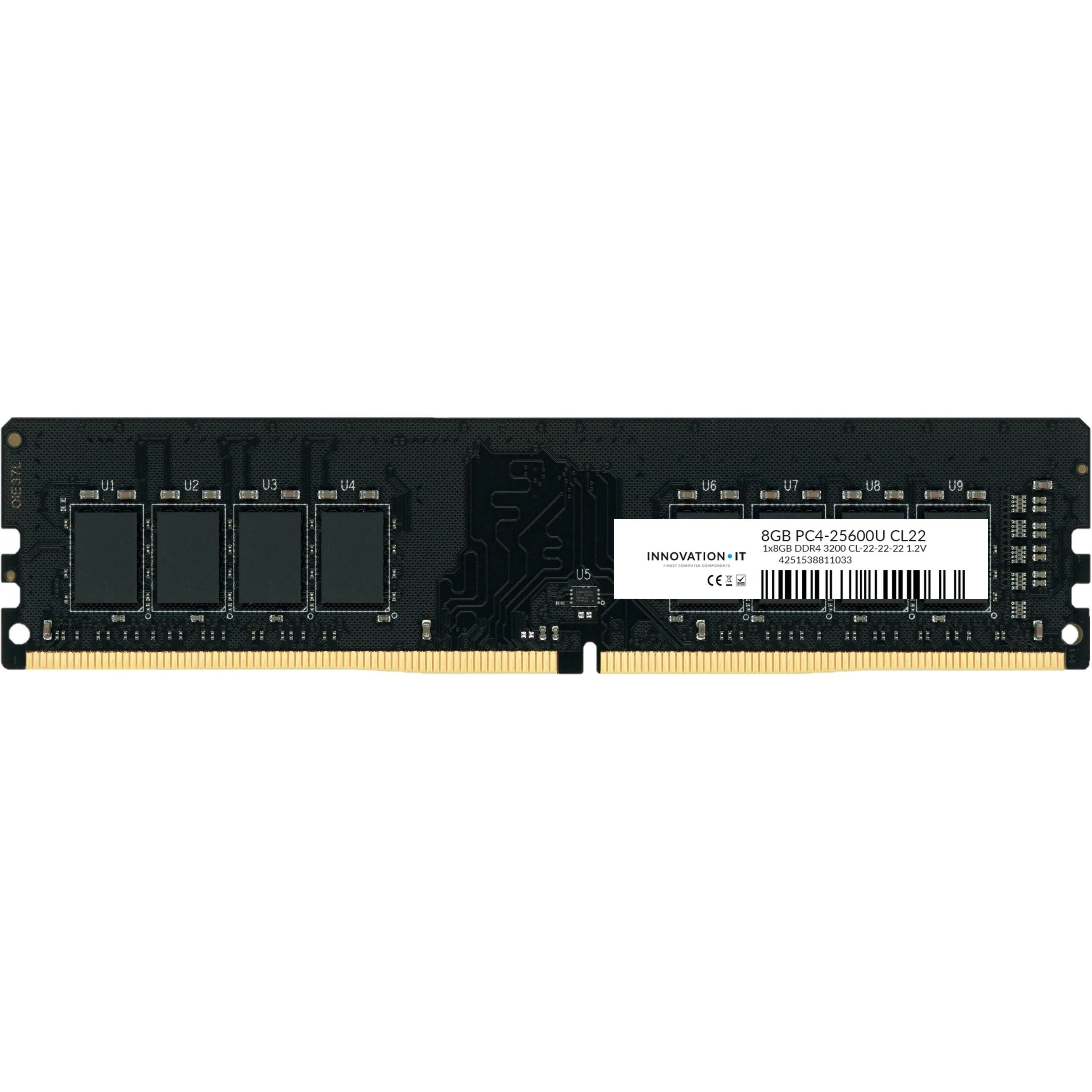 Innovation IT DDR4 8GB atminties modulis su juoda plokšte
