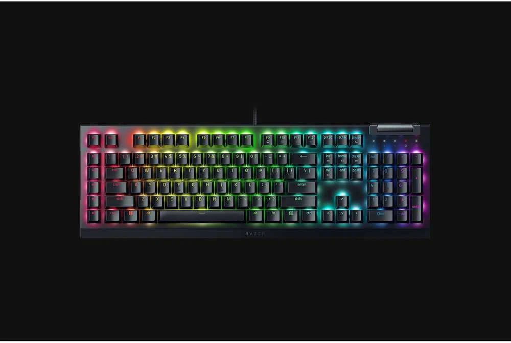Razer BlackWidow V4 X Gaming -klaviatūra, Full Size, RGB - Žalias Switches, ISO (DE)