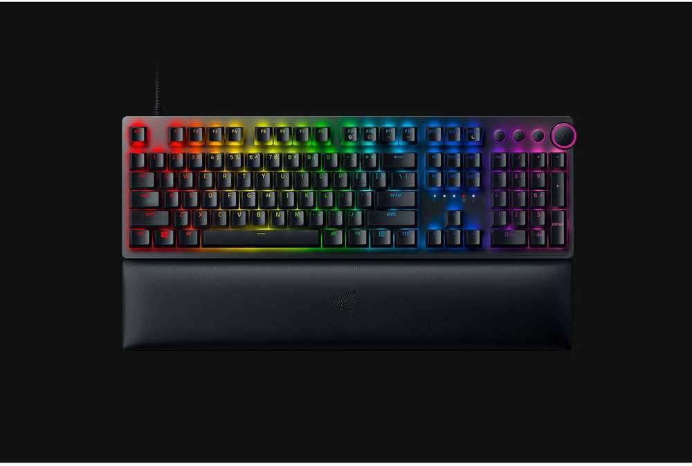 Razer Huntsman V2 Laidinė žaidimų klaviatūra RGB LED, USB, DE, Clicky Optical Violetinė Switch, Juoda