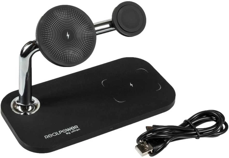 Carruzzo RealPower ChargeAIR Mag Išmanusis telefonas, Išmanusis laikrodis, Planšetinis kompiuteris Juoda USB Belaidis įkrovimas Vidaus