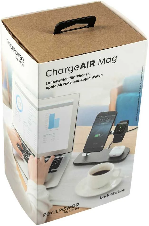 Carruzzo RealPower ChargeAIR Mag Išmanusis telefonas, Išmanusis laikrodis, Planšetinis kompiuteris Juoda USB Belaidis įkrovimas Vidaus
