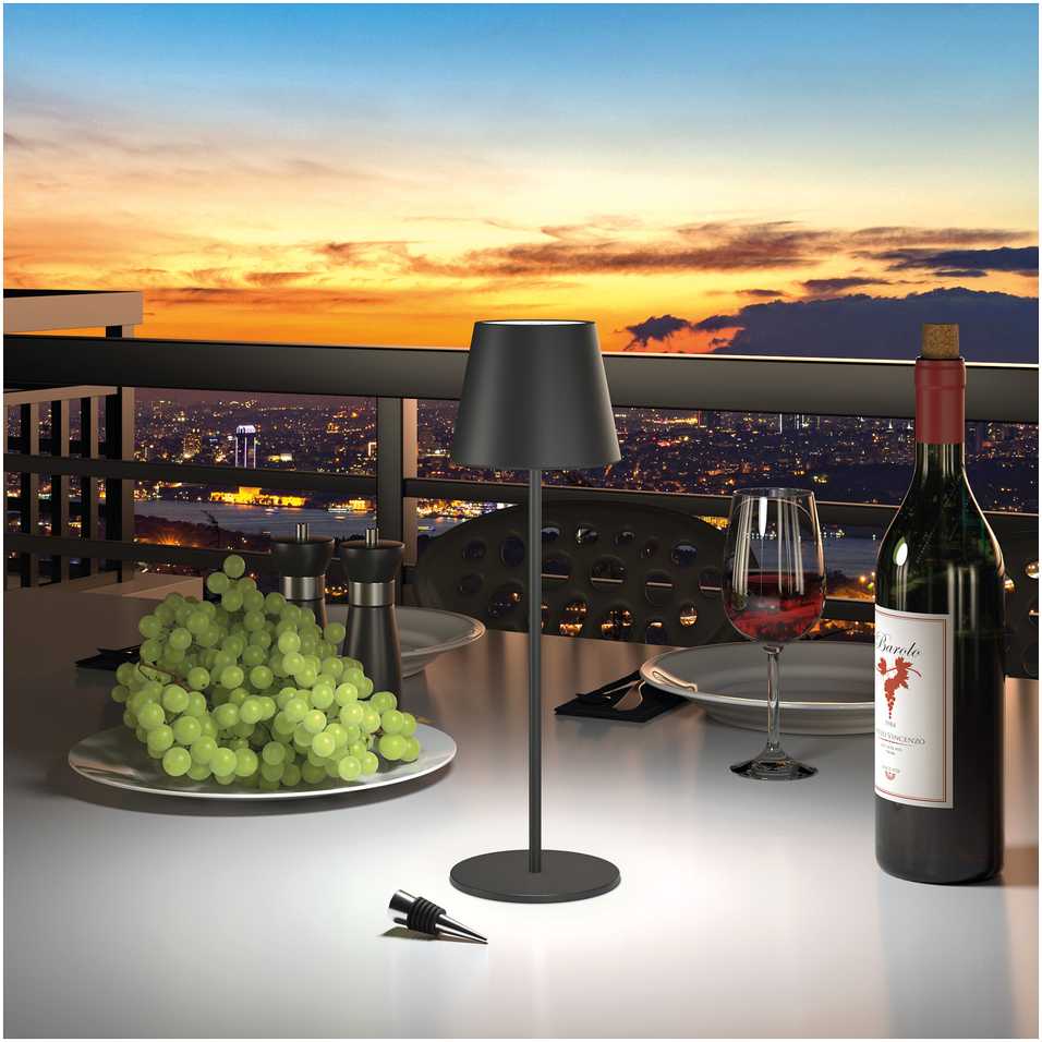 Lampa stołowa Realpower RealPower LED-Tischlampe dimmbar kalt/warm mit Akku, schwar