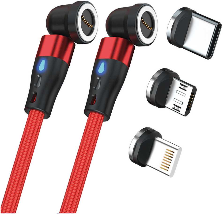 Kabelis USB Realpower USB-A - USB-C + microUSB + Lightning 1 m Raudona (439649)