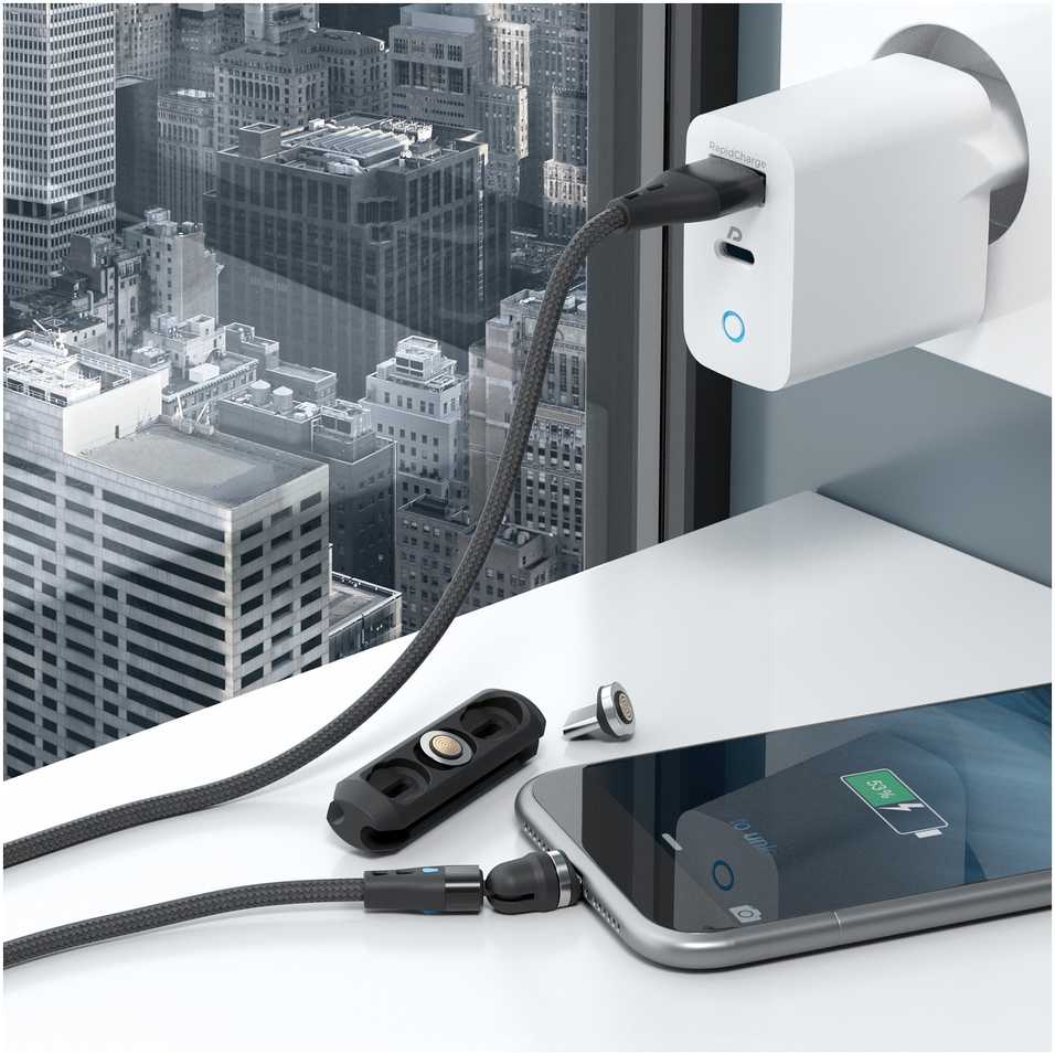 Kabelis USB Realpower USB-A - USB-C + microUSB + Lightning 2 m Juodas (439643)