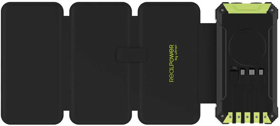 Carruzzo RealPower PB-20000 Solar 20000 mAh Belaidis įkrovimas Juoda, Žalia
