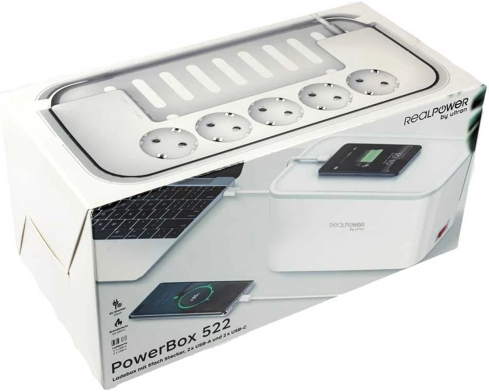 Carruzzo RealPower PowerBox 522 elektros tinklo ilgintuvas 1,5 m 5 AC išvestis(ys / čių) Vidaus Balta
