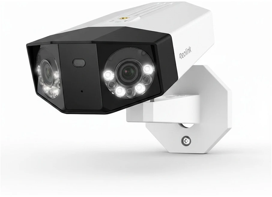 Reolink DUO serijos P757 16MP IP apsaugos kamera su dviem objektyvais, baltas