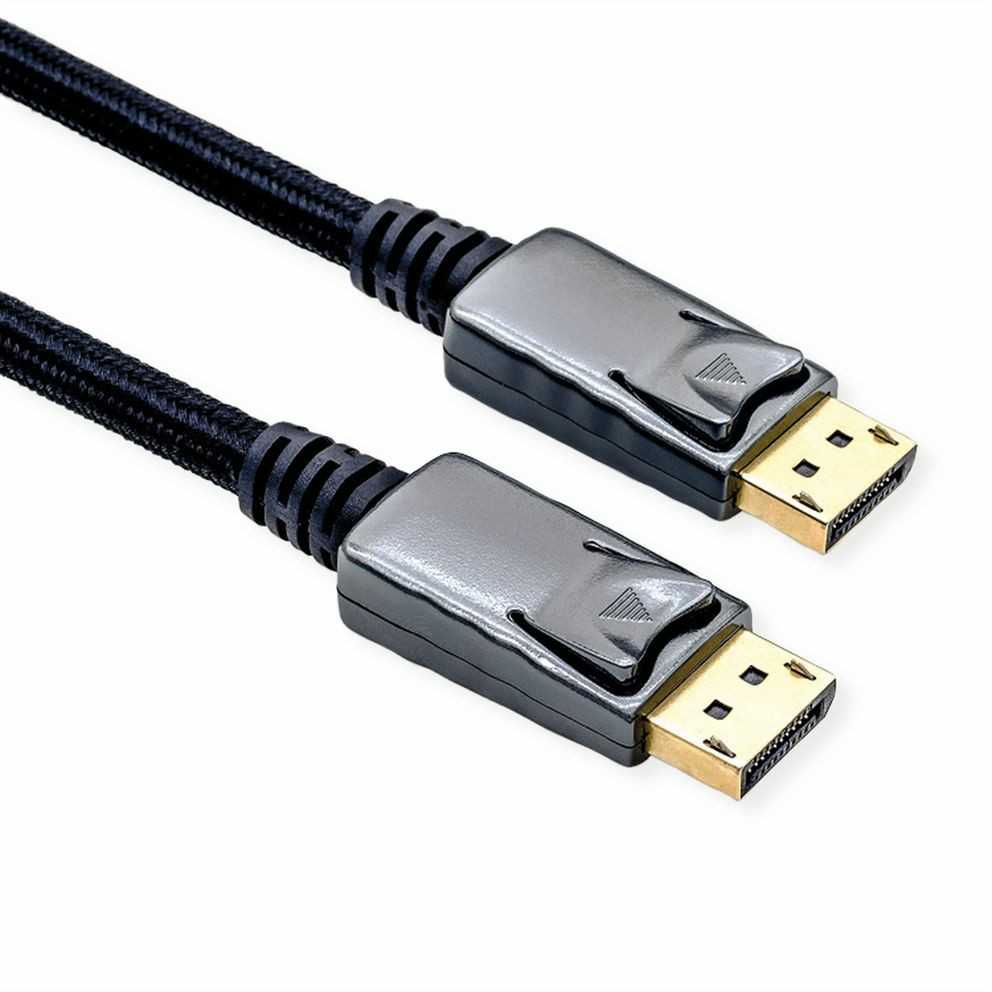 Roline Kabelis ROLINE DisplayPort, DP v1.4, M/M, juoda/sidabrinė, 3 m