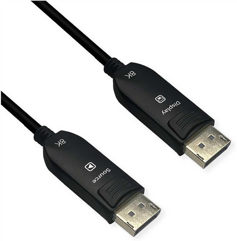 Roline ROLINE Kabelis DisplayPort (AOC), v2.1, 10K@60Hz, 54Gbit/s, UHBR13.5, DP-DP, M/M, 30 m