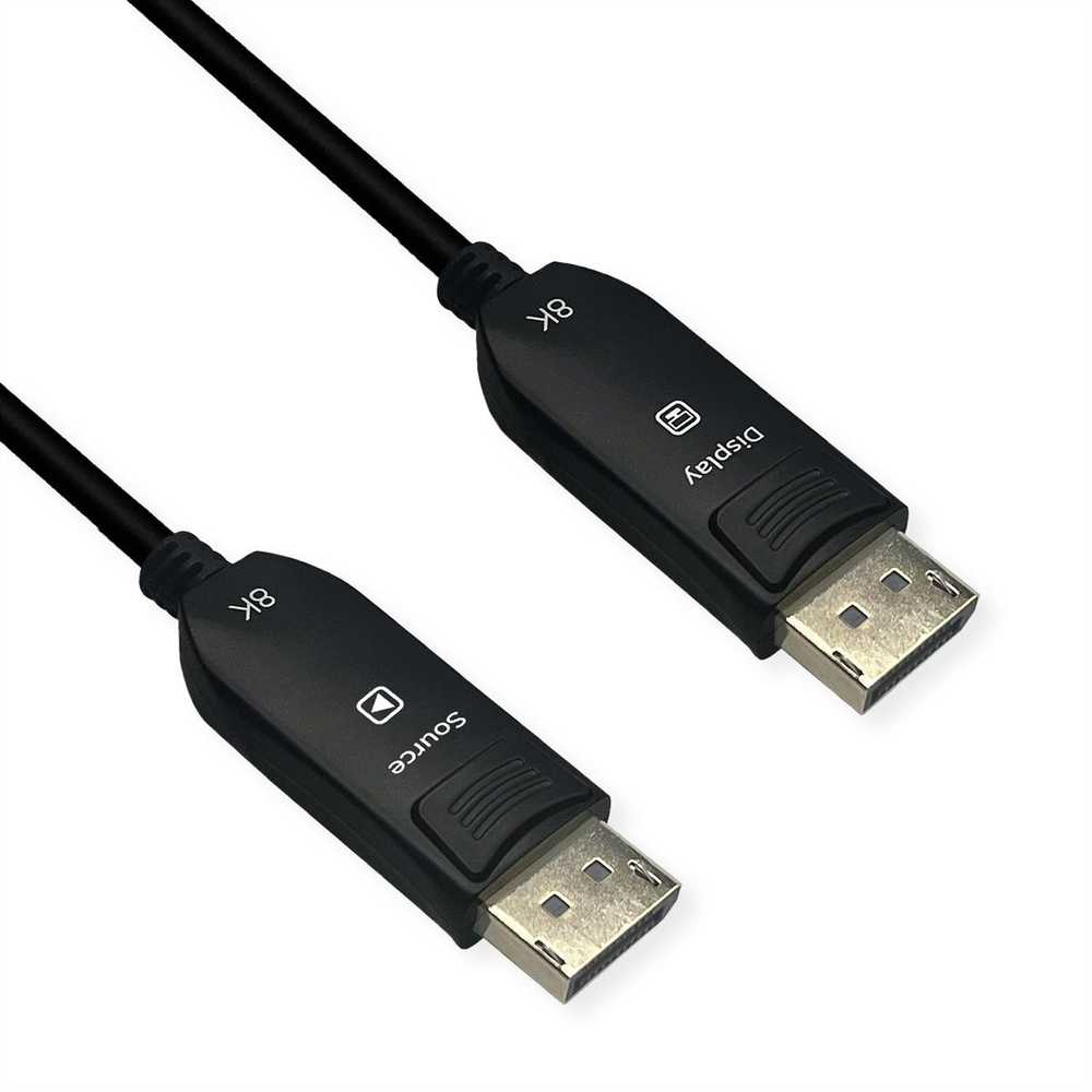 Roline ROLINE Kabelis DisplayPort (AOC), v2.1, 10K@60Hz, 54Gbit/s, UHBR13.5, DP-DP, M/M, 50 m