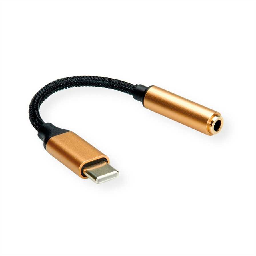 Adapteris USB Roline USB-C – lizdas 3,5 mm Auksinis (12.03.3223)