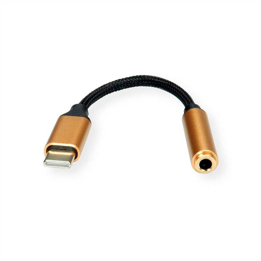 Adapteris USB Roline USB-C – lizdas 3,5 mm Auksinis (12.03.3223)