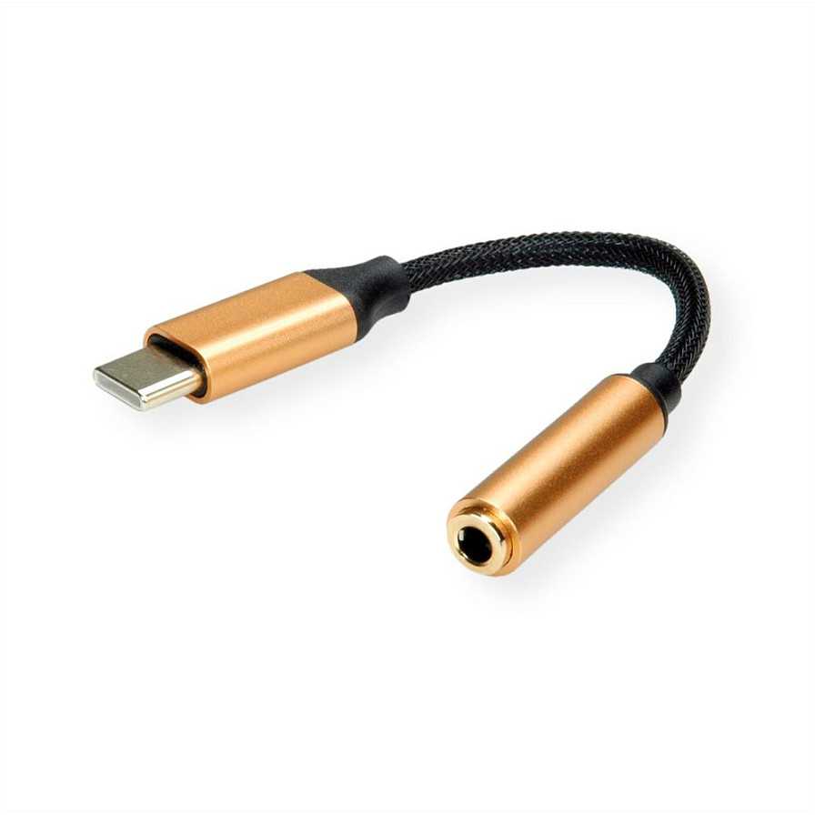 Adapteris USB Roline USB-C – lizdas 3,5 mm Auksinis (12.03.3223)