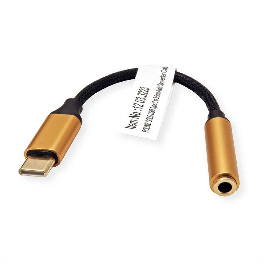 Adapteris USB Roline USB-C – lizdas 3,5 mm Auksinis (12.03.3223)