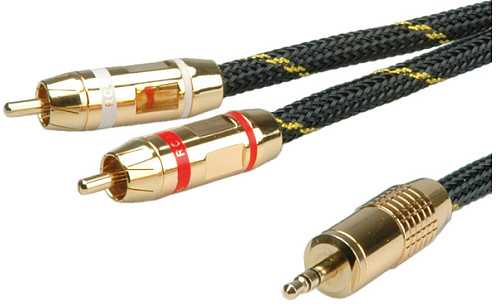 Tulip Roline Gold 3,5 mm stereo garso jungiamasis laidas – 2x tulpė, M/M, 10 m