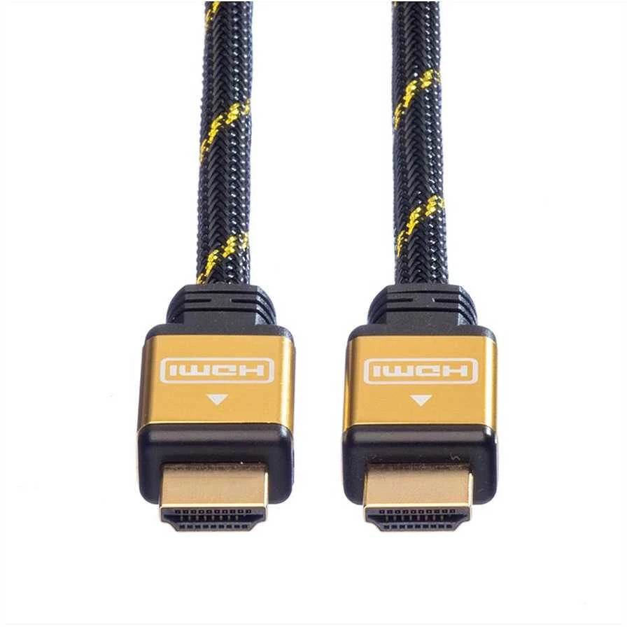 ROLINE GOLD HDMI didelės spartos kabelis + Ethernet, M/M 5 m, 5 m, HDMI A tipo (standartinis), HDMI A tipo (standartinis), Juoda, Auksinė