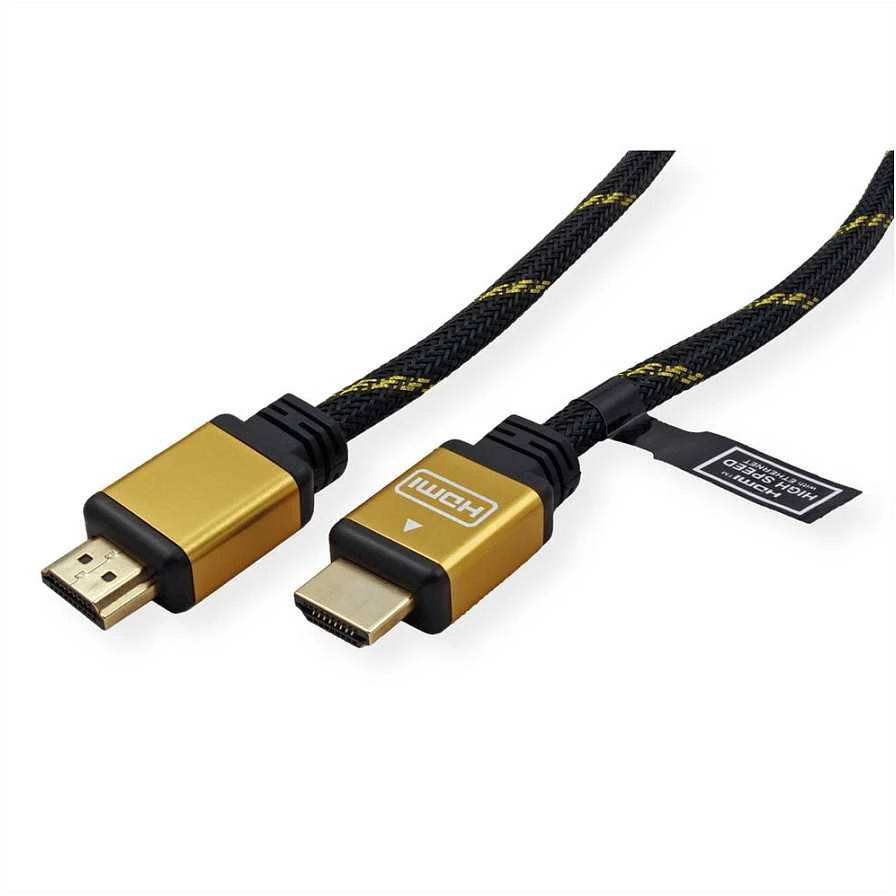 ROLINE GOLD HDMI didelės spartos kabelis + Ethernet, M/M 5 m, 5 m, HDMI A tipo (standartinis), HDMI A tipo (standartinis), Juoda, Auksinė