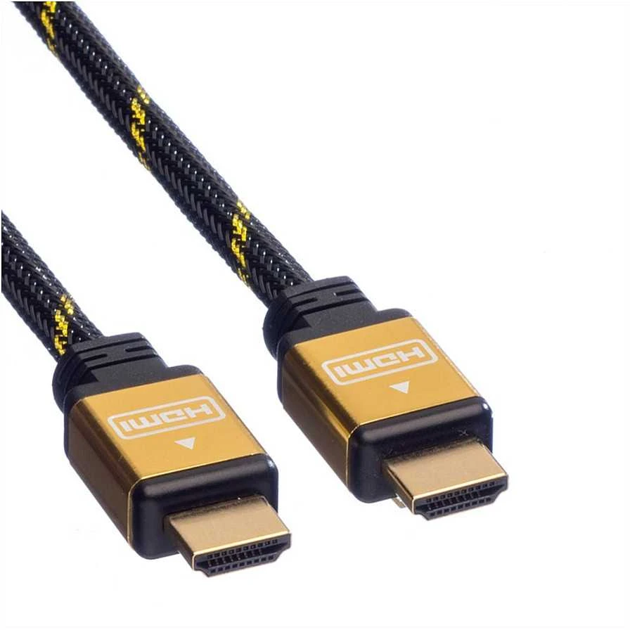 ROLINE GOLD HDMI didelės spartos kabelis + Ethernet, M/M 5 m, 5 m, HDMI A tipo (standartinis), HDMI A tipo (standartinis), Juoda, Auksinė