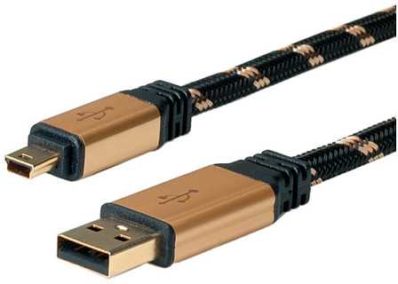 Roline Kabelis USB Triton USB-A - miniUSB 3 m Juodai-auksinė (11.02.8823)