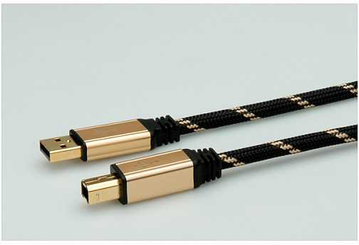 Kabelis USB Roline USB-A - USB-B 4.5 m Juodas Auksinis (JAB-1127658)