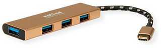 HUB USB Roline Koncentrator GOLD USB 3.2 Gen 1, 4 porty, kabelis połączeniowy typu C
