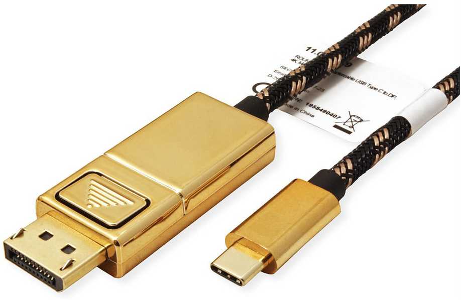 Roline Kabelis adapteris GOLD USB C tipas - DisplayPort, v1.2, M/M, 1 m