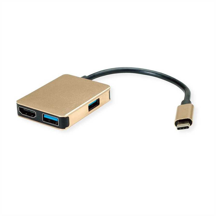 Šakotuvas „Roline Gold“ USB-C stotis / replikatorius (1120-02-12)