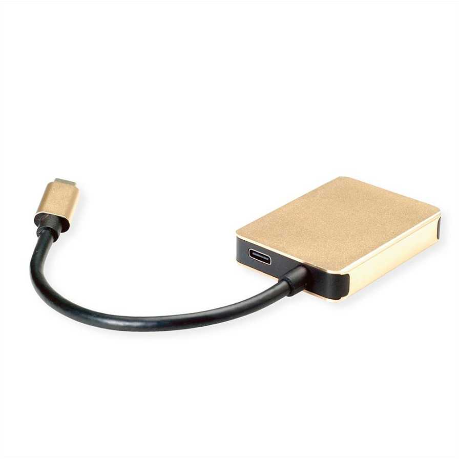 Šakotuvas „Roline Gold“ USB-C stotis / replikatorius (1120-02-12)