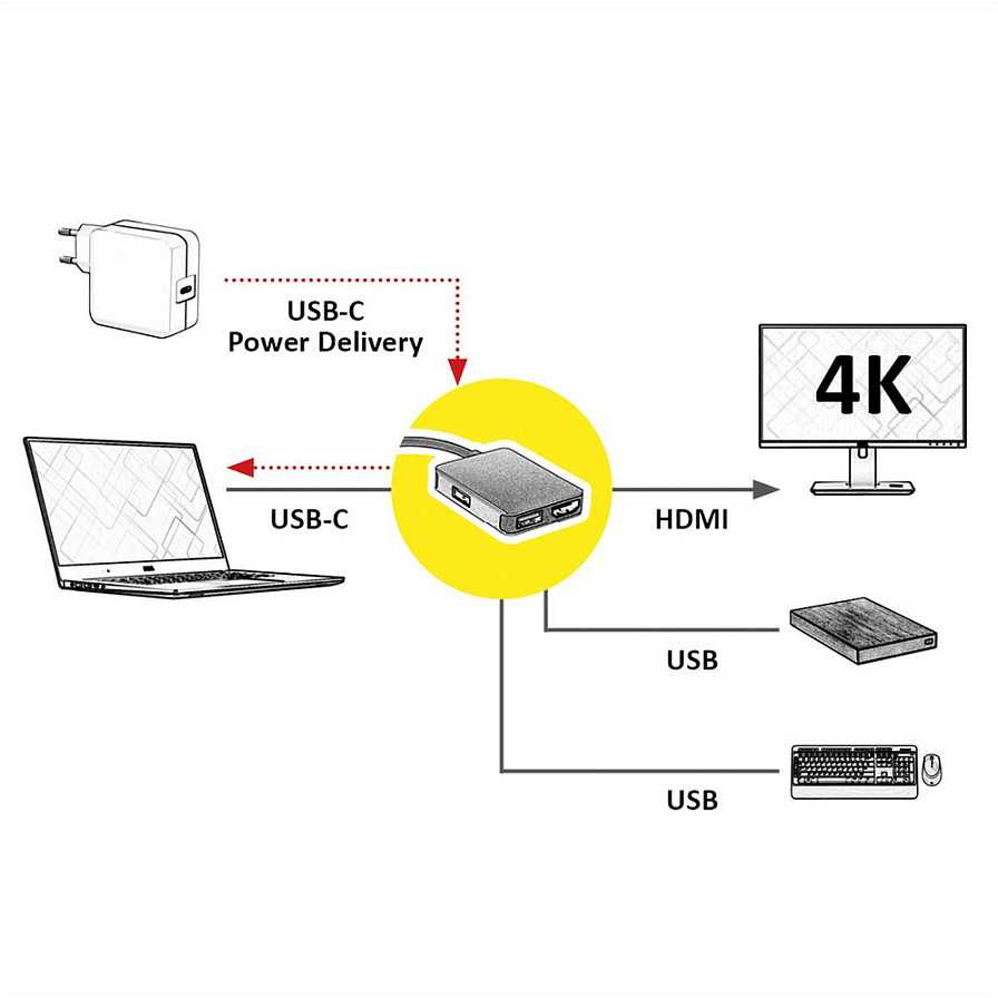 Šakotuvas „Roline Gold“ USB-C stotis / replikatorius (1120-02-12)
