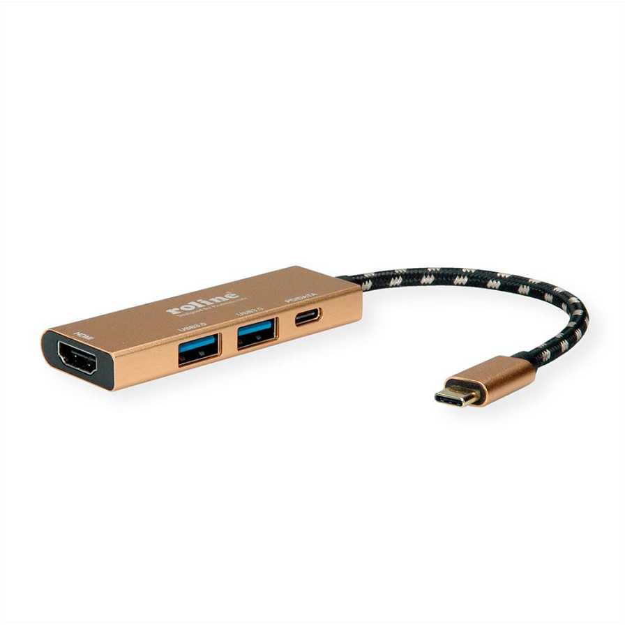 Šakotuvas „Roline Gold“ USB-C stotis / replikatorius (1119-12-02)