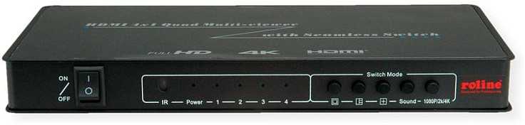 Roline ROLINE HDMI 4x1 QUAD Multi-Viewer, su przełącznikiem bezszwowym