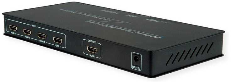 Roline ROLINE HDMI 4x1 QUAD Multi-Viewer, su przełącznikiem bezszwowym