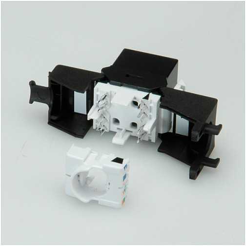 Roline Keystone Jack, Cat. 6a, RJ-45, unshielded, toolless, Slim, juodas wtyczka juoda (26.11.0376)